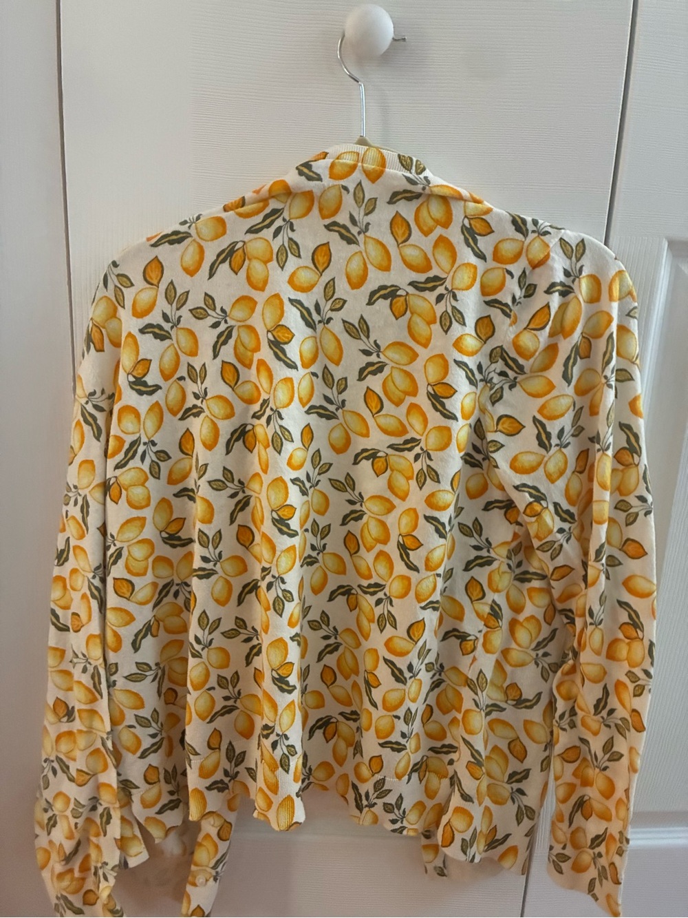 LOFT Yellow Lemon-Print Open Cardigan - Picture 3 of 3